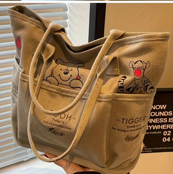Disney Winnie The Pooh & Tigger Too Canvas Tote Bag. NIB - Picture 1 of 16